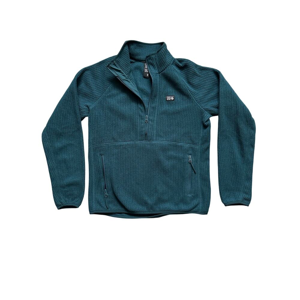 Mountain Hardwear Waffle Grid Fleece Quarter Zip Pullover Teal Green Womens M
